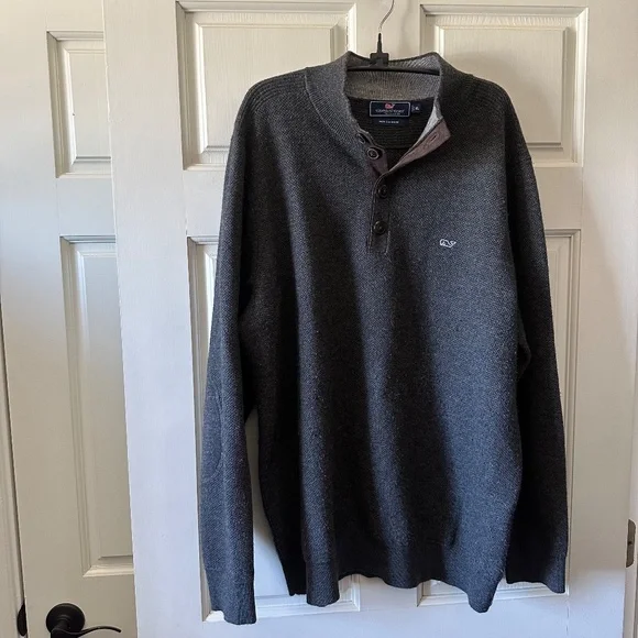 Vineyard Vines - Mixed Texture Button Mock Wool/Cashmere Sweater - Sz XL